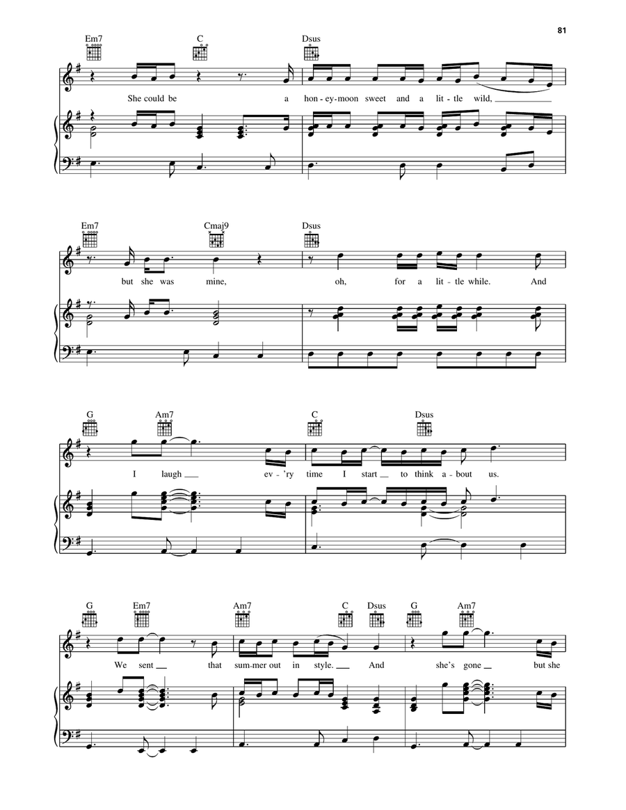 For A Little While For A Little While Piano, Vocal, Guitar scores gallery preview page 3