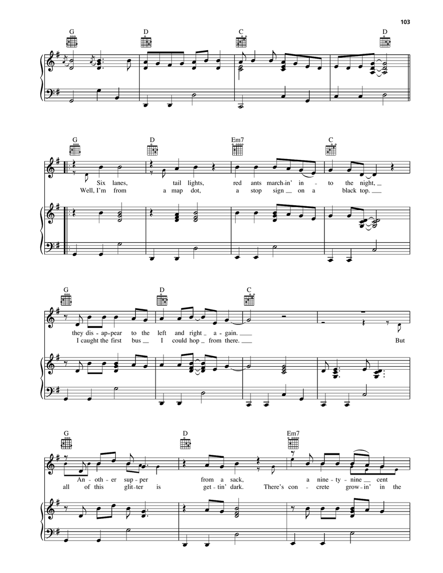 Where The Green Grass Grows Piano, Vocal, Guitar scores gallery preview page 2