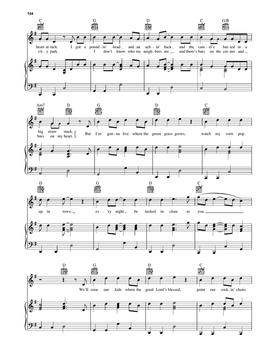 Where The Green Grass Grows Piano, Vocal, Guitar scores gallery preview page 3