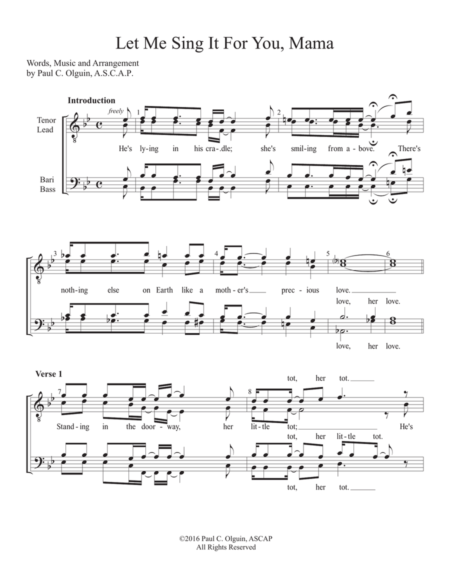 Let Me Sing It For You, Mama TTBB scores gallery preview page 1