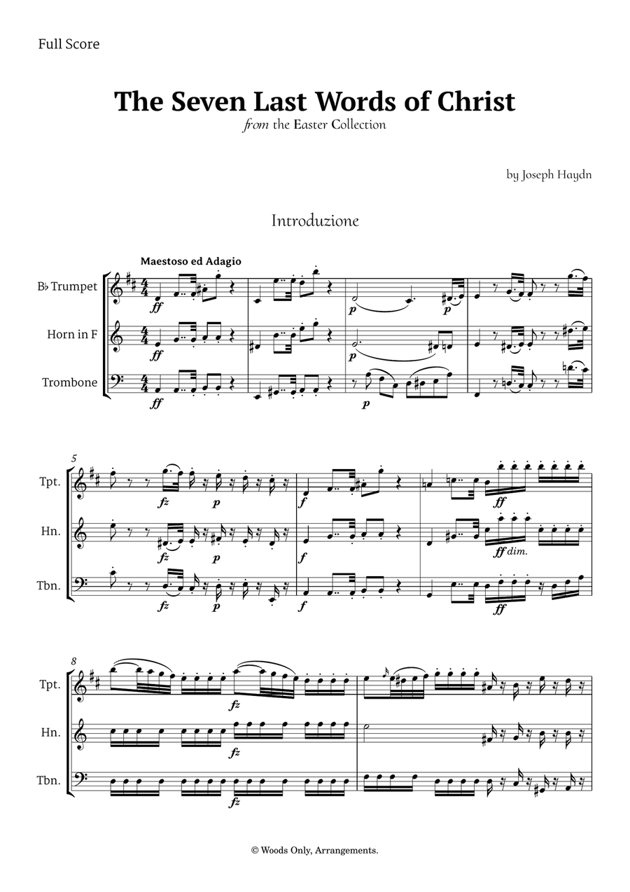 The Seven Last Words of Christ by Haydn for Brass Trio Brass Trio scores gallery preview page 1