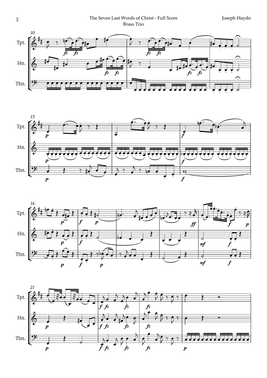 The Seven Last Words of Christ by Haydn for Brass Trio Brass Trio scores gallery preview page 2