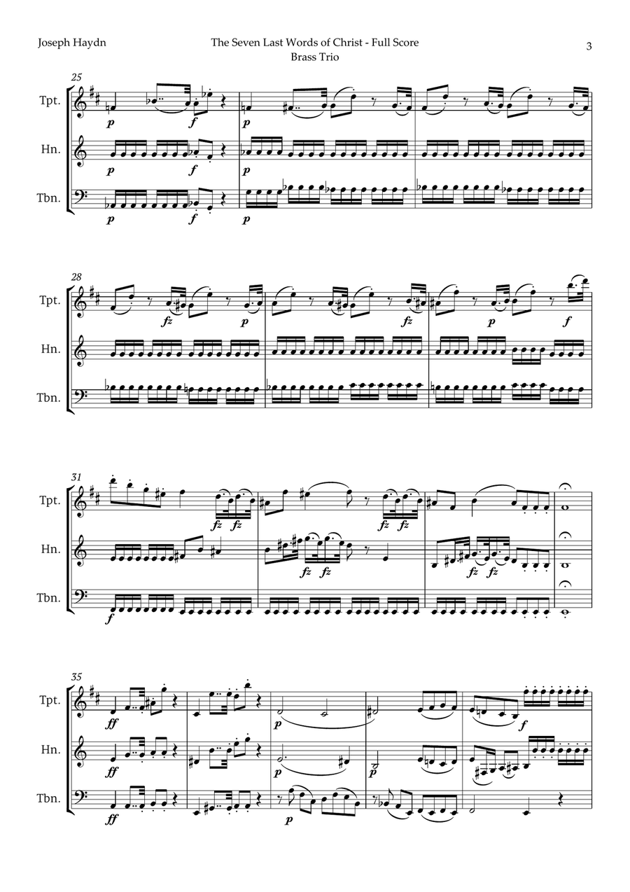 The Seven Last Words of Christ by Haydn for Brass Trio Brass Trio scores gallery preview page 3