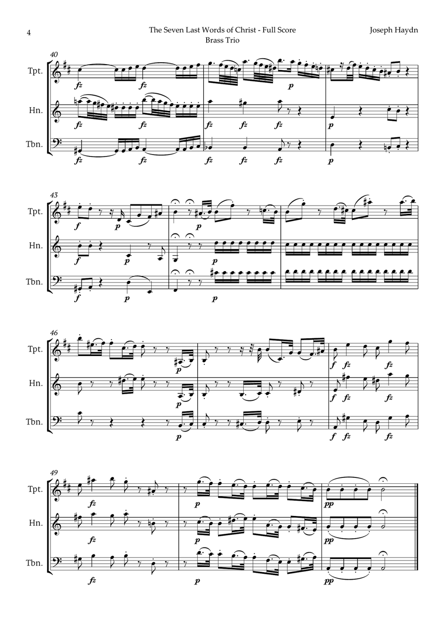 The Seven Last Words of Christ by Haydn for Brass Trio Brass Trio scores gallery preview page 4