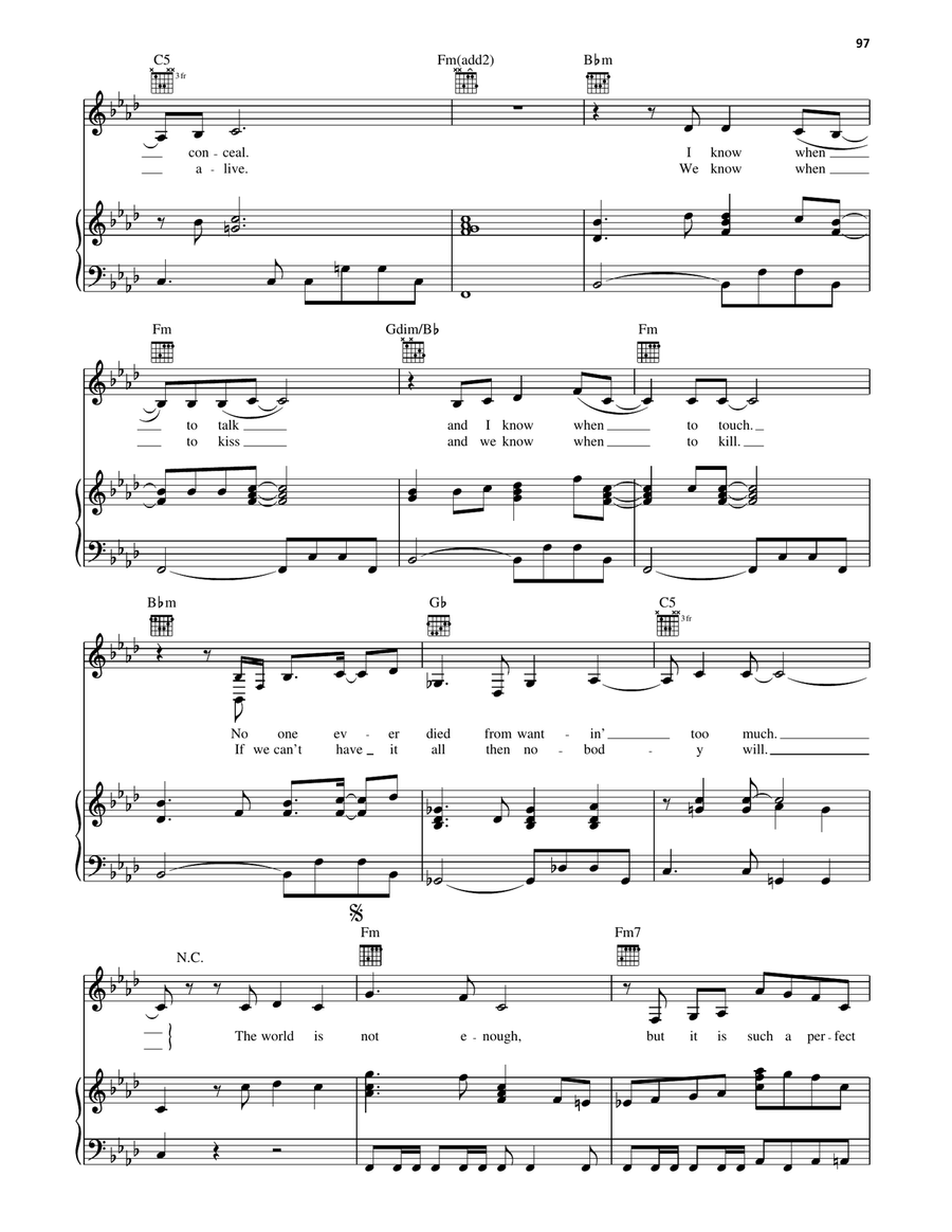 The World Is Not Enough The World Is Not Enough Piano, Vocal, Guitar scores gallery preview page 2
