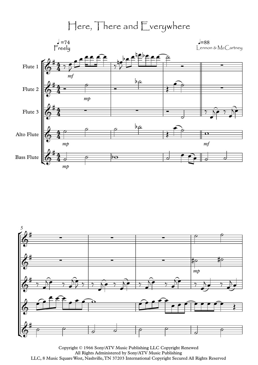 Here, There And Everywhere Woodwind Quintet scores gallery preview page 2