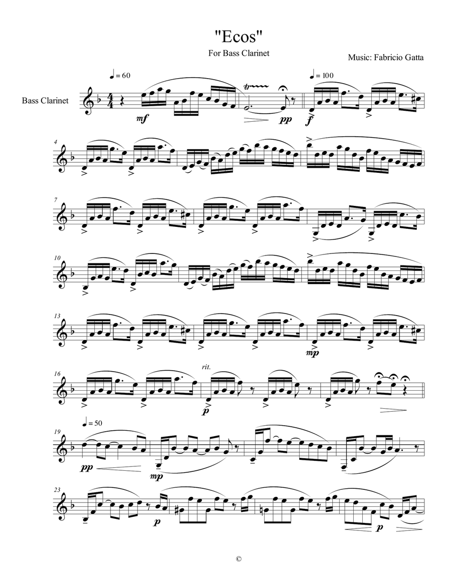 Ecos Clarinet Solo scores gallery preview page 1