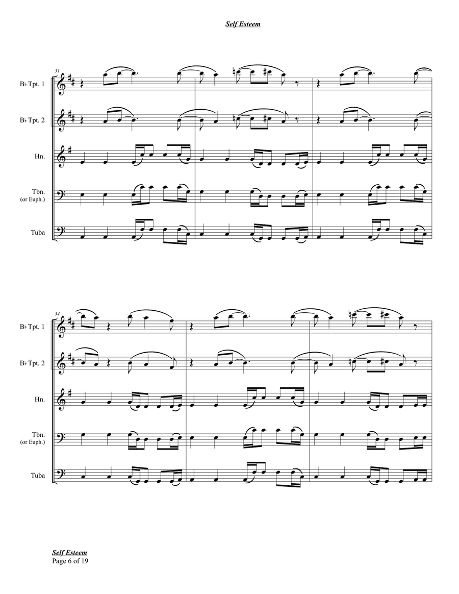 Self Esteem Self Esteem Brass Quintet scores gallery preview page 6