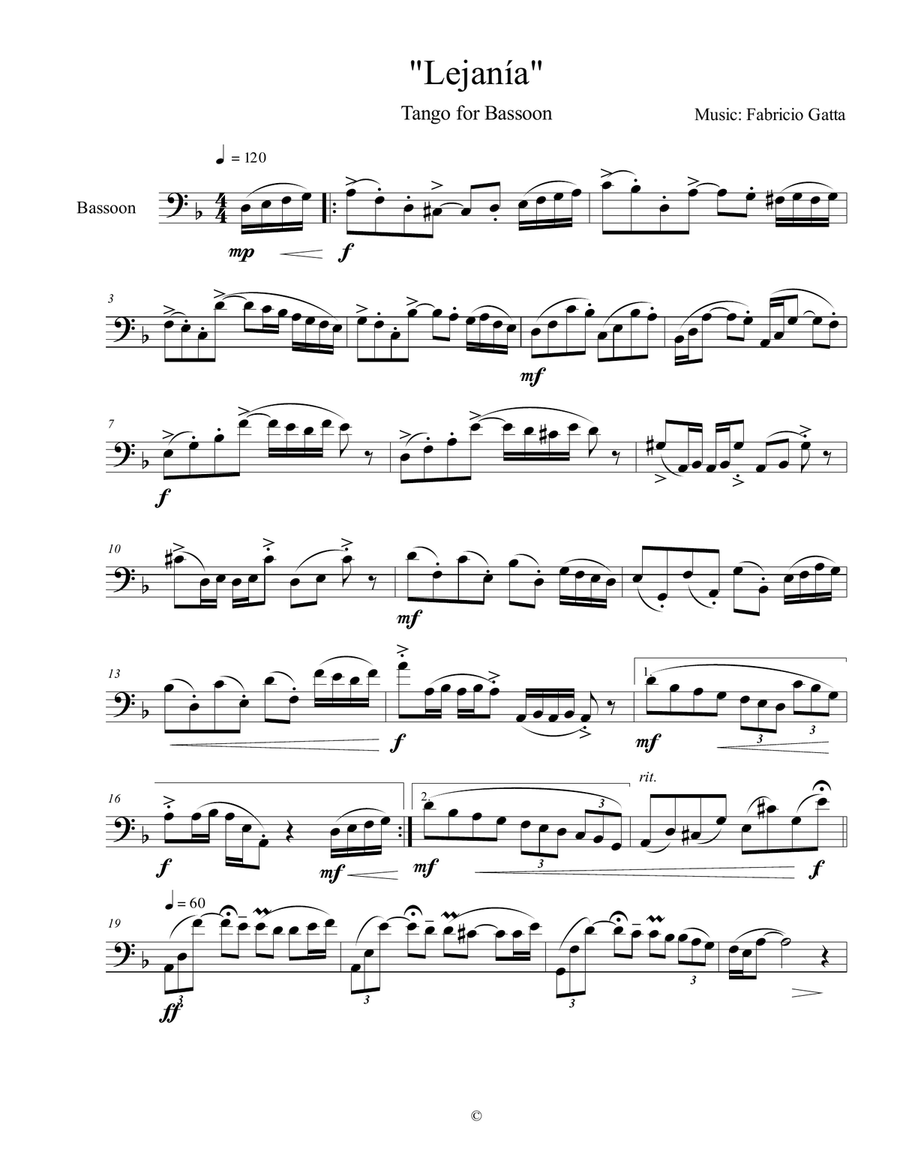 Lejania Bassoon Solo scores gallery preview page 1