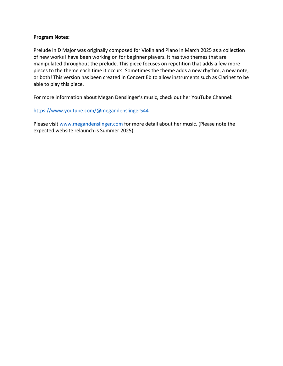 Prelude in D Major (Transposed to Concert Eb) Chamber Music scores gallery preview page 2