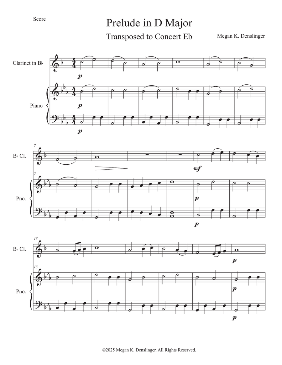 Prelude in D Major (Transposed to Concert Eb) Chamber Music scores gallery preview page 3