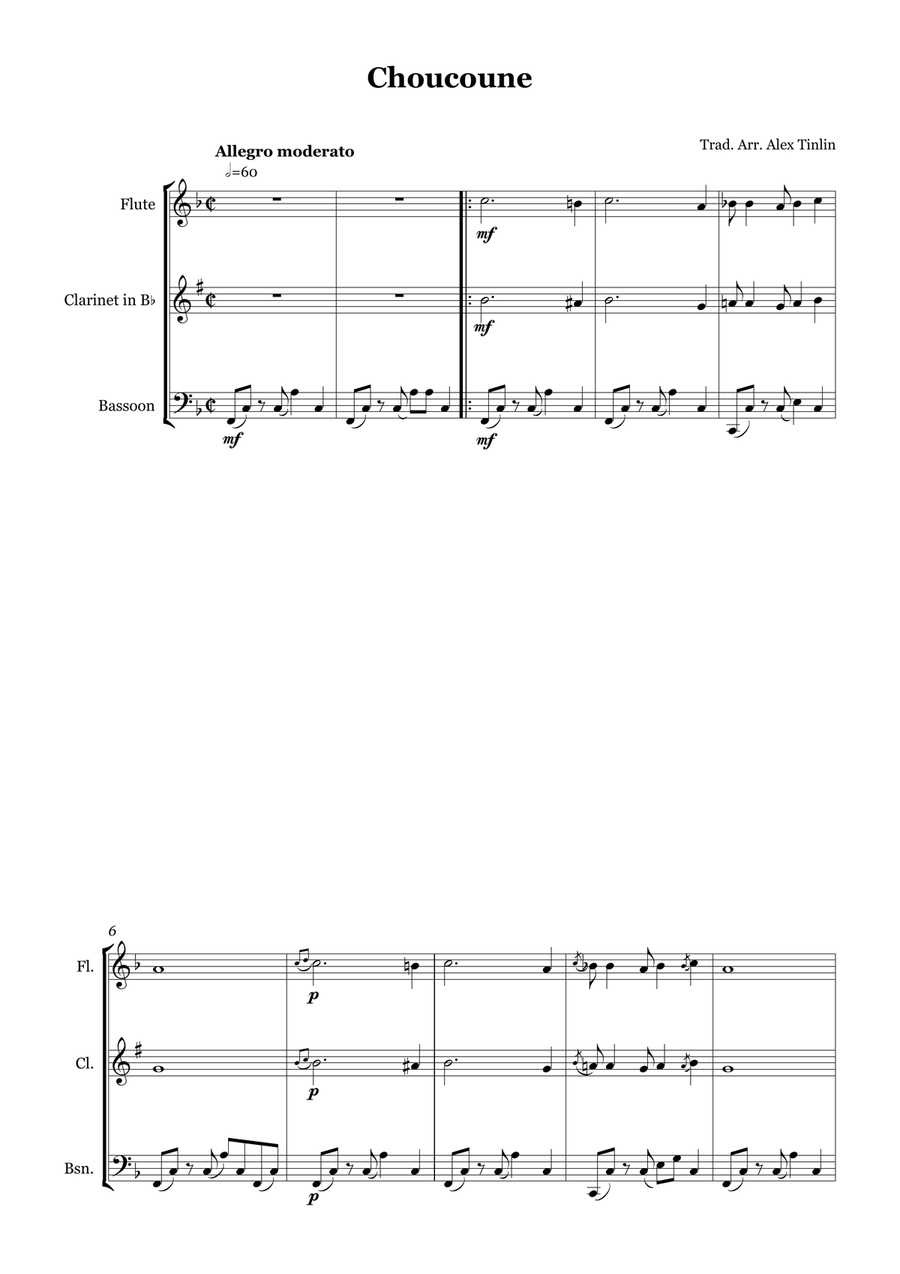 Choucoune Choucoune Woodwind Trio scores gallery preview page 2