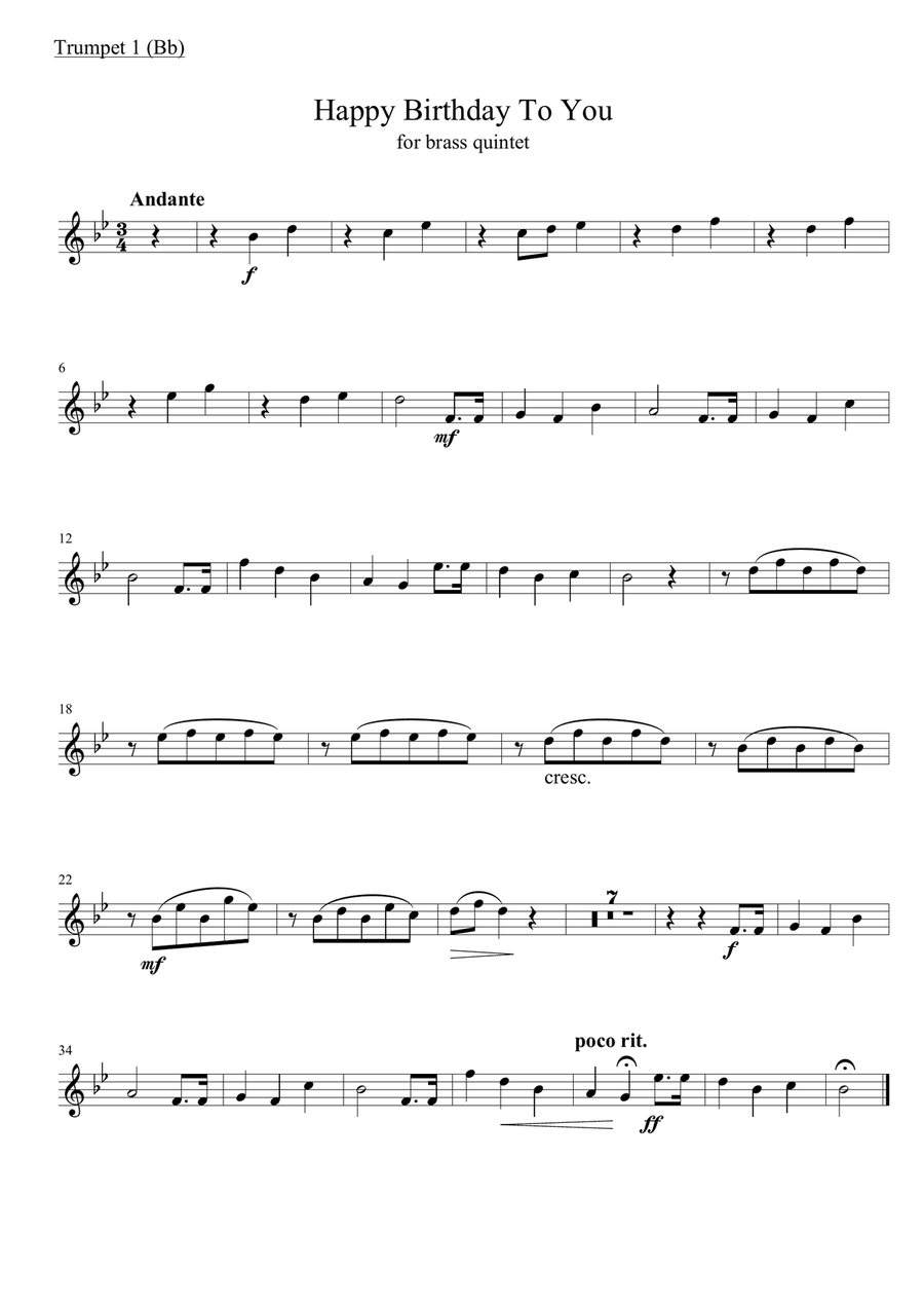 Happy Birthday Happy Birthday Brass Quintet scores gallery preview page 4
