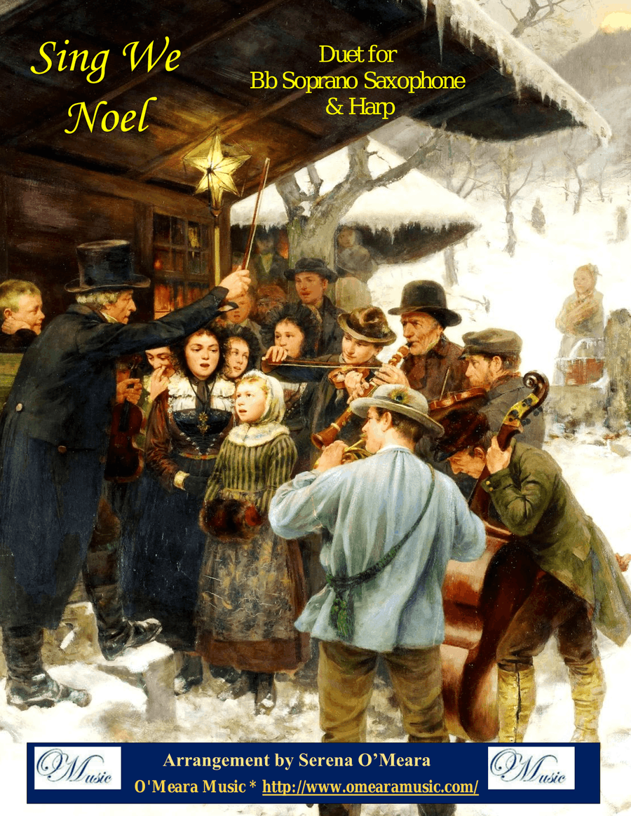 Sing We Noel, Duet for Bb Soprano Saxophone & Harp Small Ensemble scores gallery preview page 1