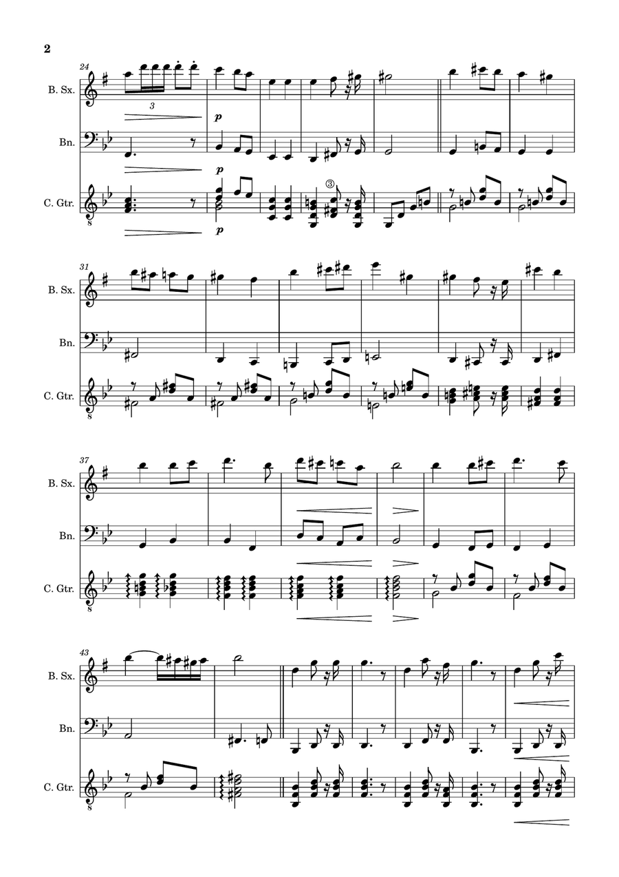 Bridal Chorus. R. Wagner - B. Sax., Bassoon and Guitar. Score and Parts. Small Ensemble scores gallery preview page 2
