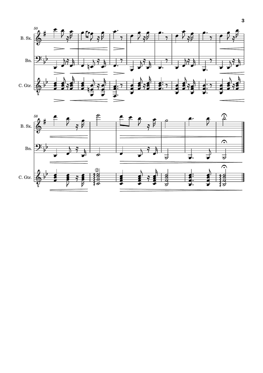 Bridal Chorus. R. Wagner - B. Sax., Bassoon and Guitar. Score and Parts. Small Ensemble scores gallery preview page 3