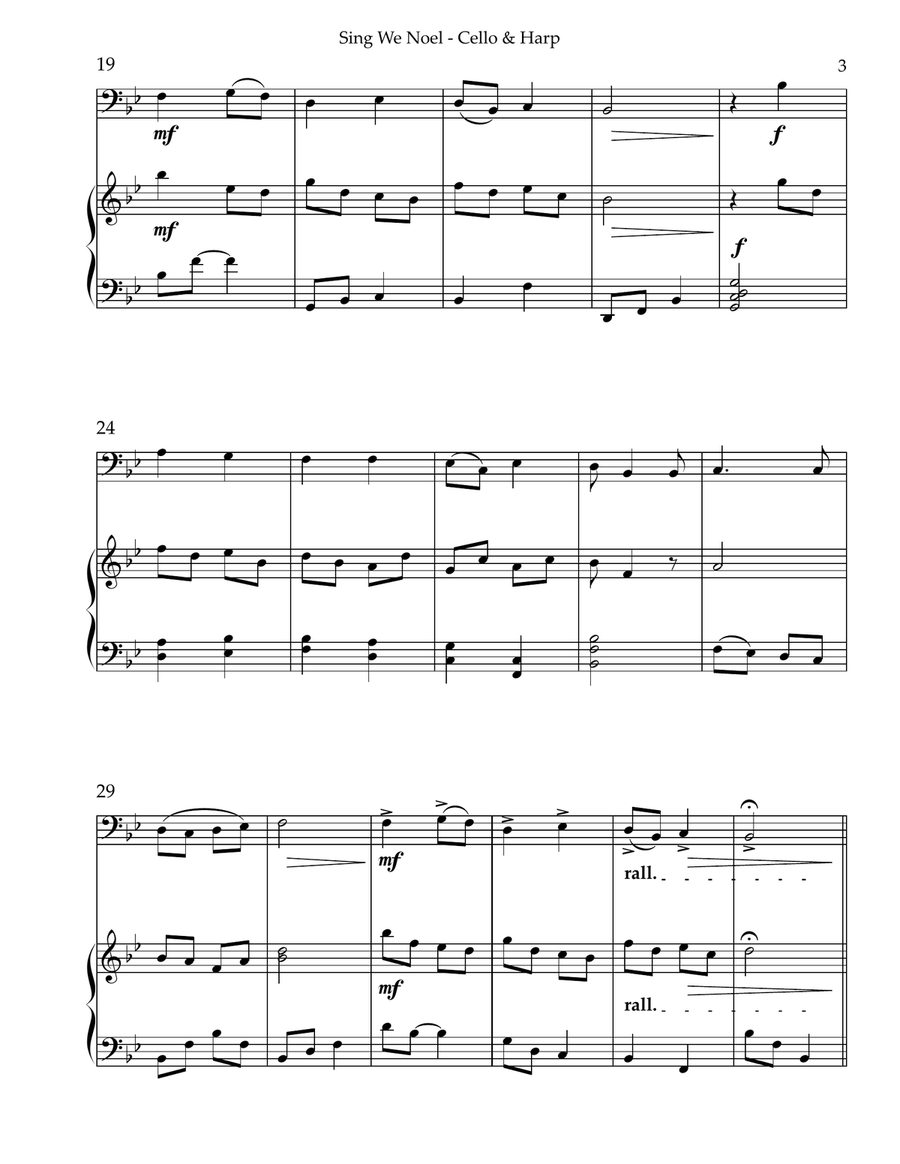 Sing We Noel, Duet for Cello & Harp String Duet scores gallery preview page 3