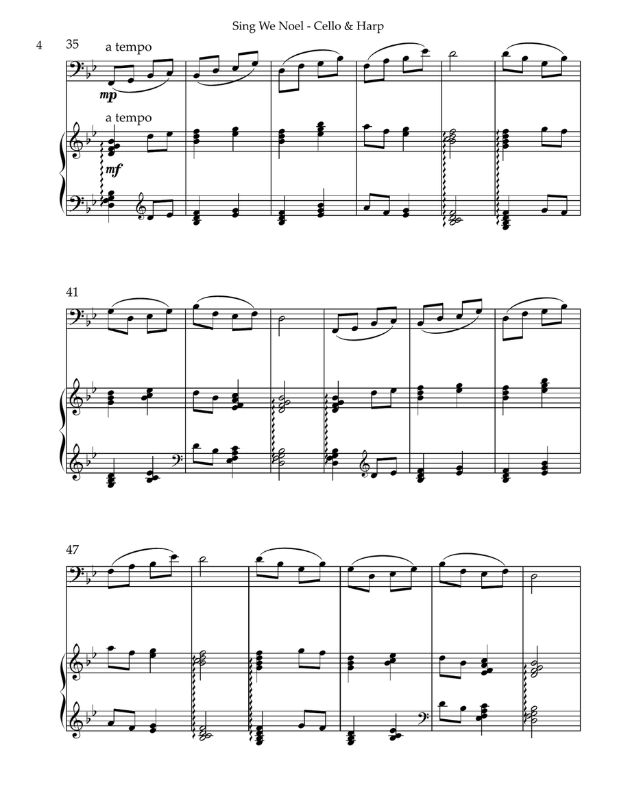 Sing We Noel, Duet for Cello & Harp String Duet scores gallery preview page 4