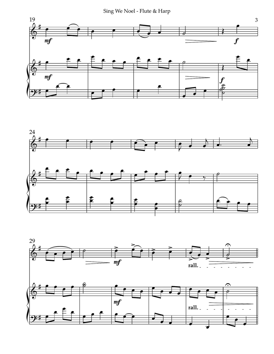 Sing We Noel, Duet for Flute & Harp Small Ensemble scores gallery preview page 3