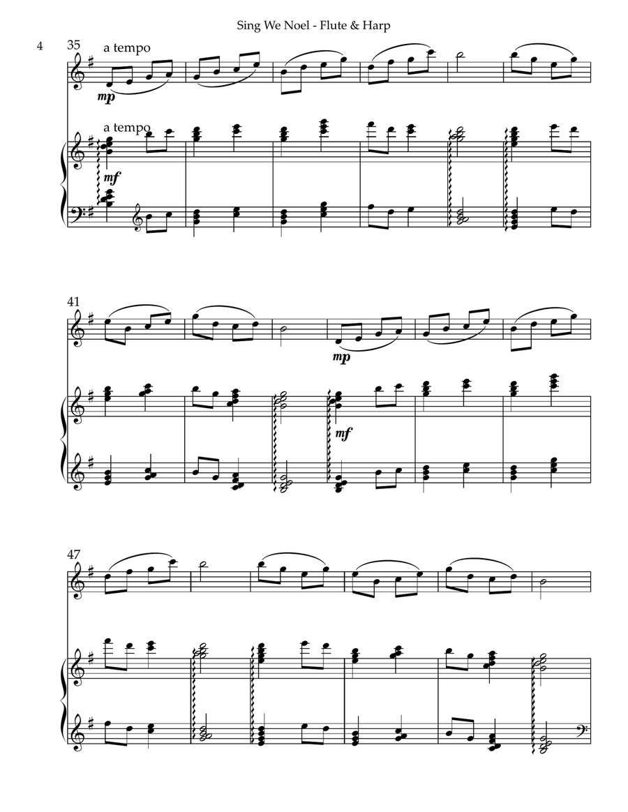 Sing We Noel, Duet for Flute & Harp Small Ensemble scores gallery preview page 4