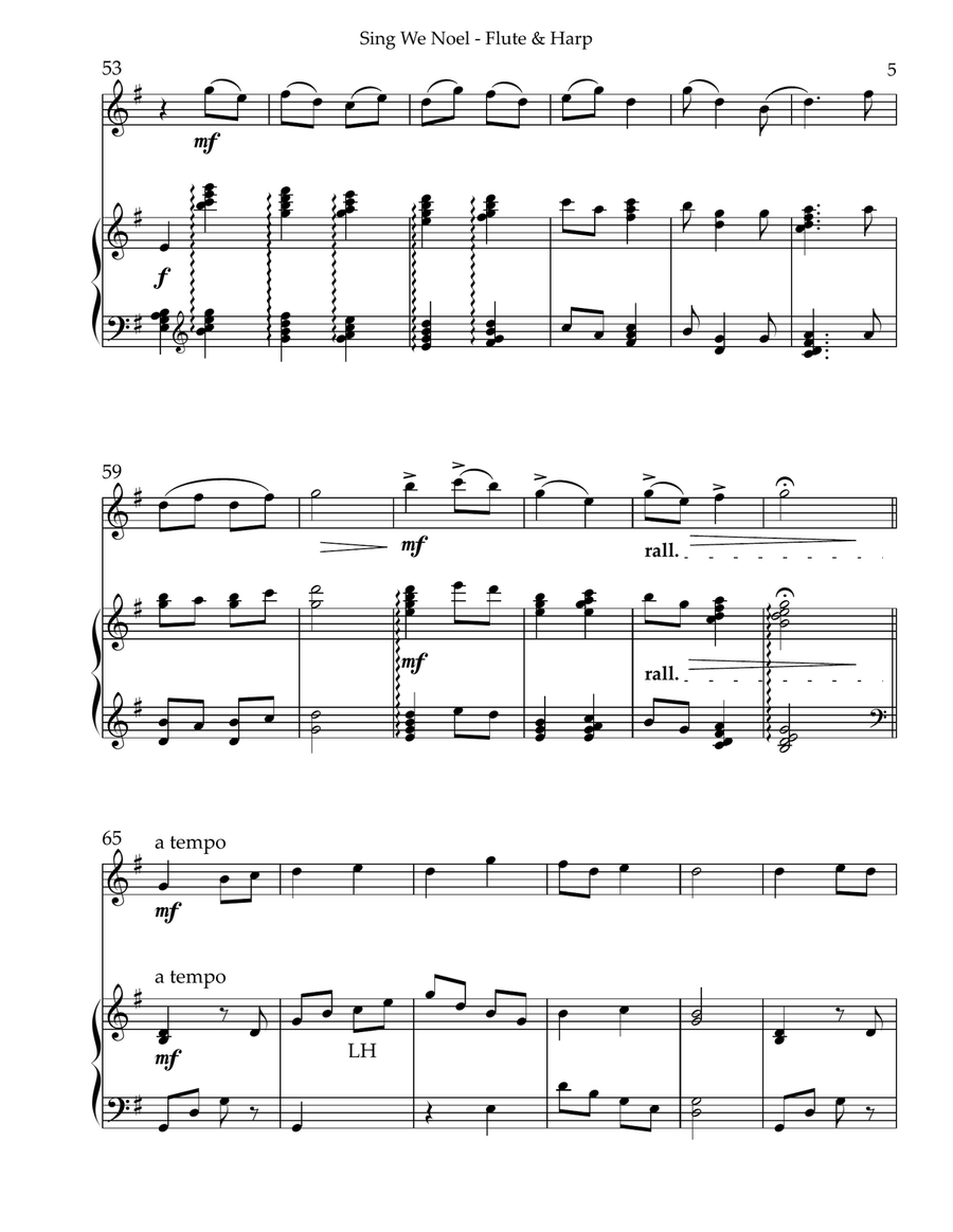 Sing We Noel, Duet for Flute & Harp Small Ensemble scores gallery preview page 5