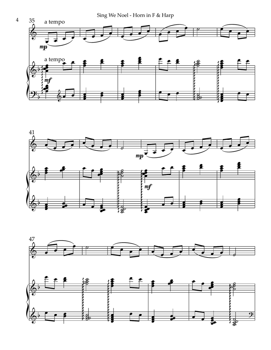 Sing We Noel, Duet for Horn in F & Harp Small Ensemble scores gallery preview page 4