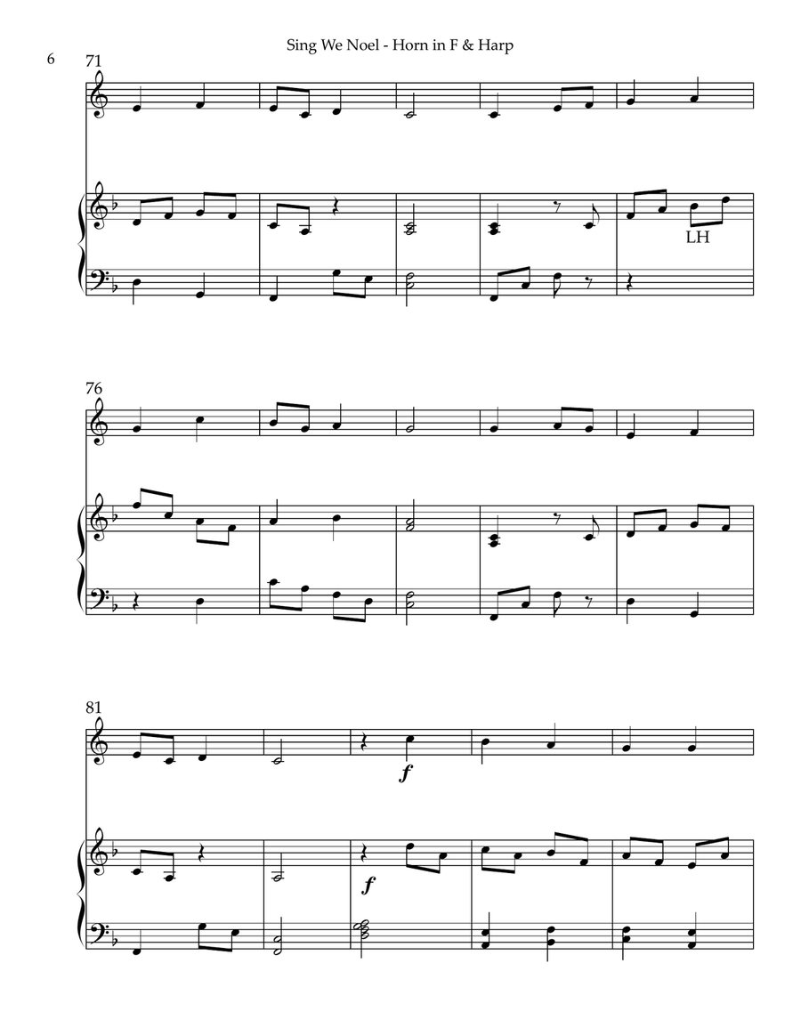 Sing We Noel, Duet for Horn in F & Harp Small Ensemble scores gallery preview page 6