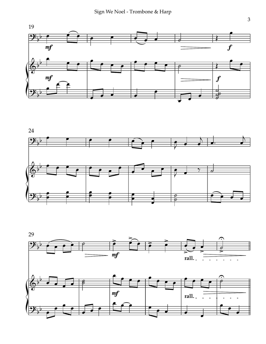 Sing We Noel, Duet for Trombone & Harp Trombone Duet scores gallery preview page 3