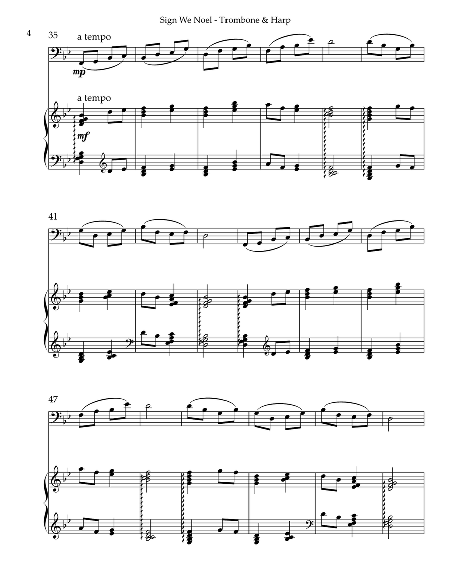 Sing We Noel, Duet for Trombone & Harp Trombone Duet scores gallery preview page 4