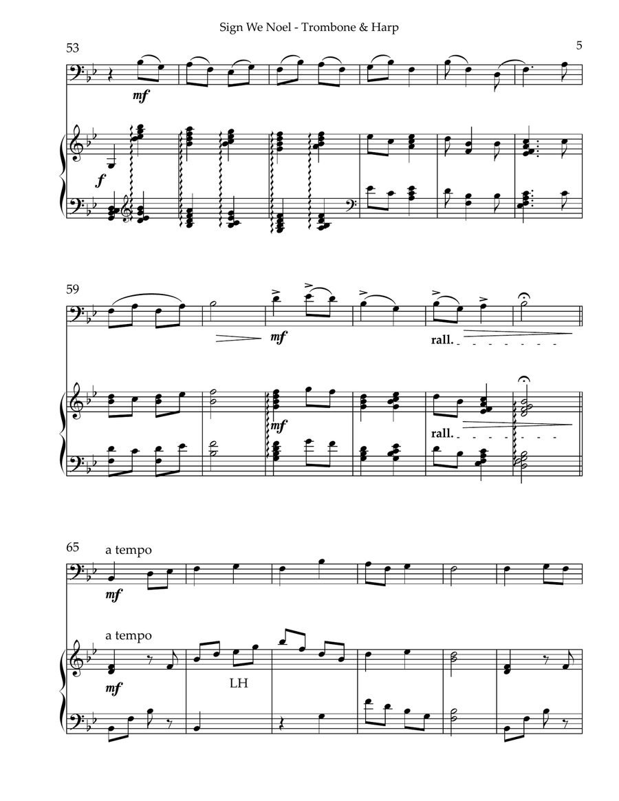 Sing We Noel, Duet for Trombone & Harp Trombone Duet scores gallery preview page 5