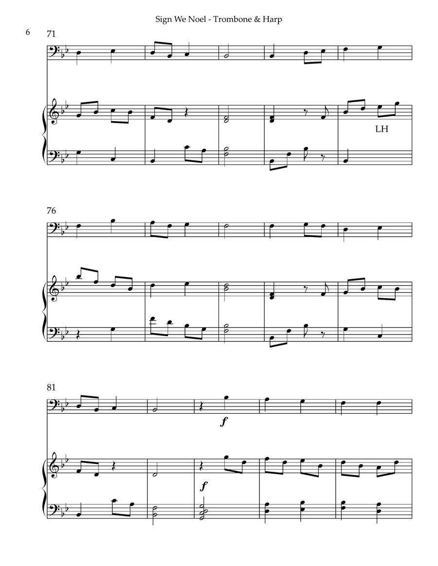 Sing We Noel, Duet for Trombone & Harp Trombone Duet scores gallery preview page 6