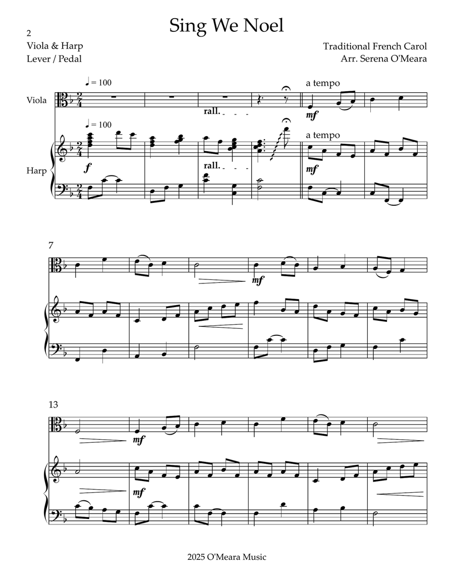 Sing We Noel, Duet for Viola & Harp String Duet scores gallery preview page 2