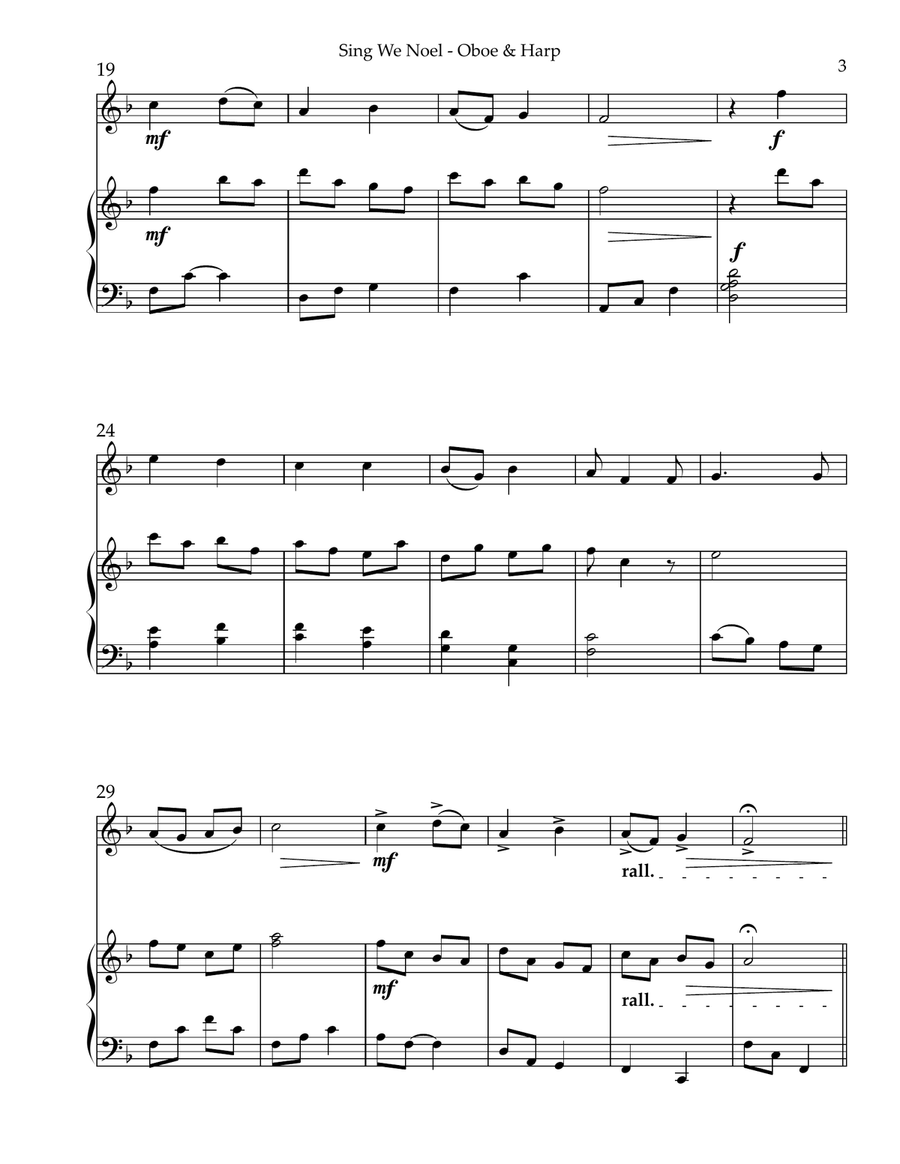 Sing We Noel, Duet for Oboe & Harp Small Ensemble scores gallery preview page 3