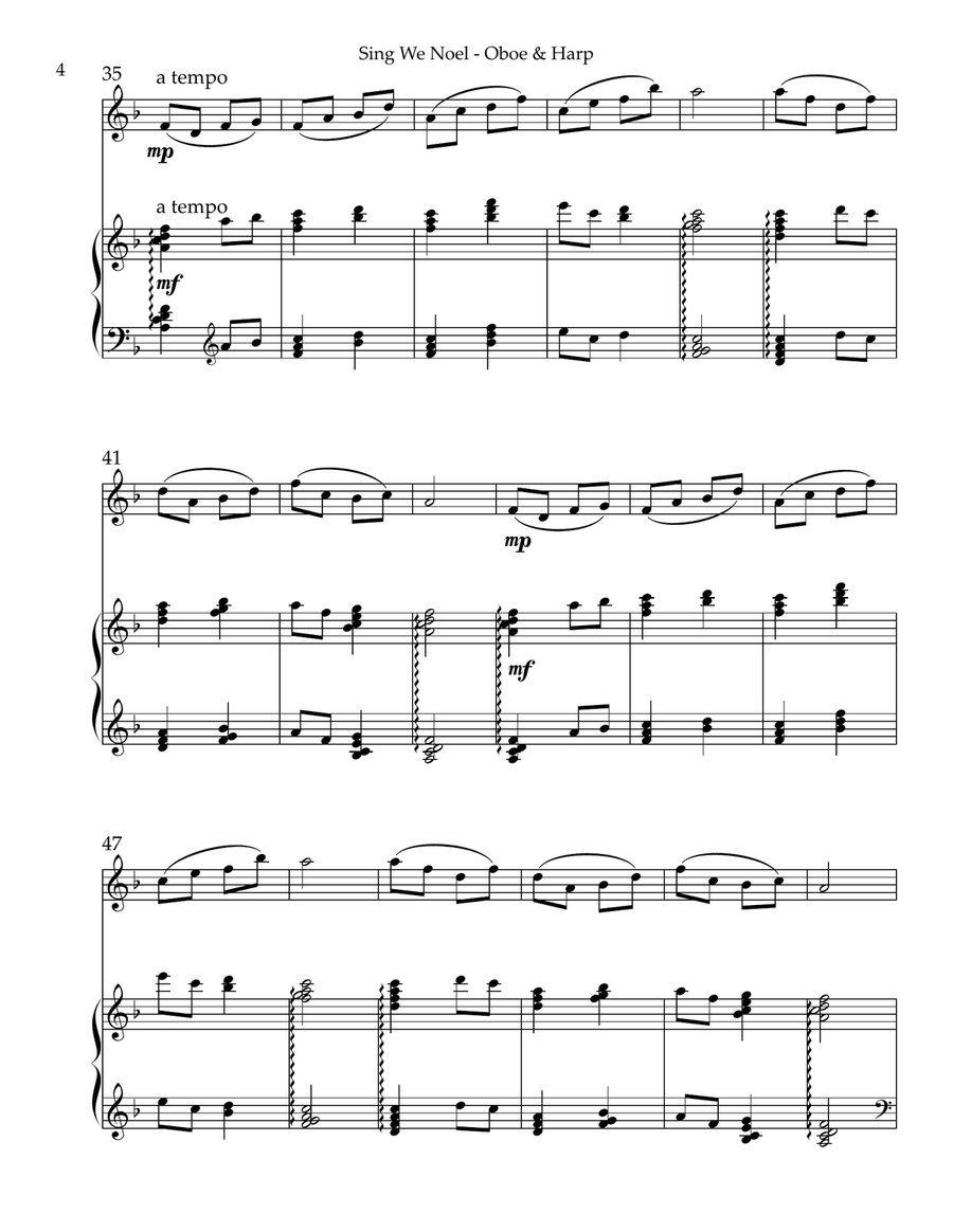 Sing We Noel, Duet for Oboe & Harp Small Ensemble scores gallery preview page 4
