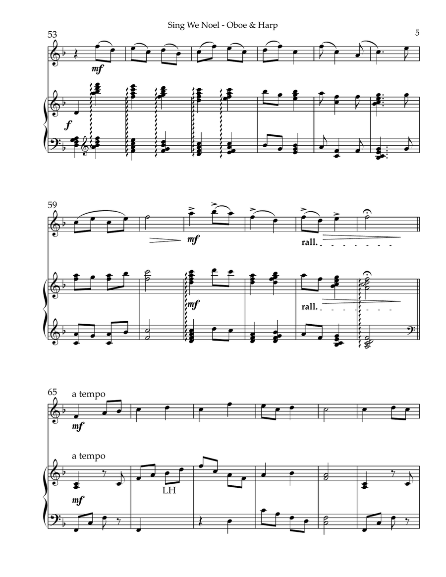 Sing We Noel, Duet for Oboe & Harp Small Ensemble scores gallery preview page 5