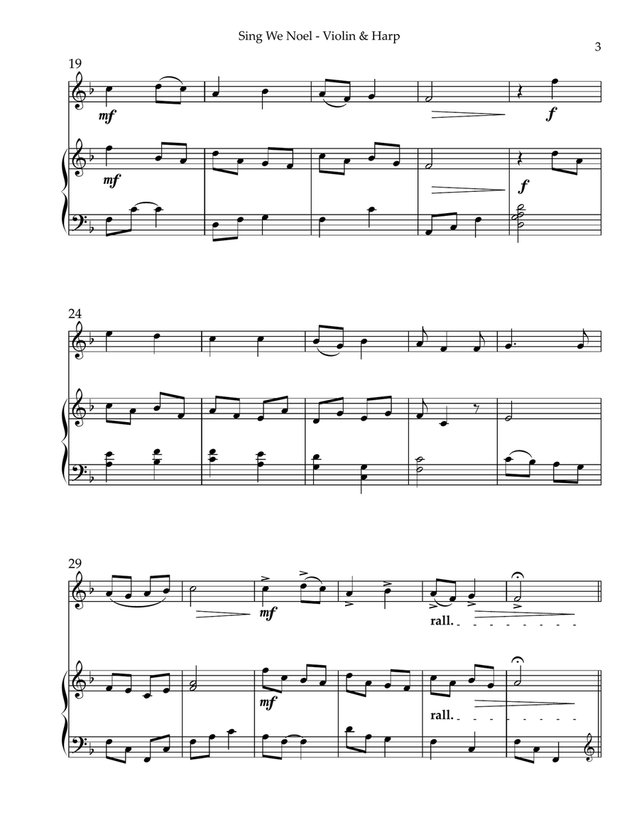 Sing We Noel, Duet for Violin & Harp String Duet scores gallery preview page 3