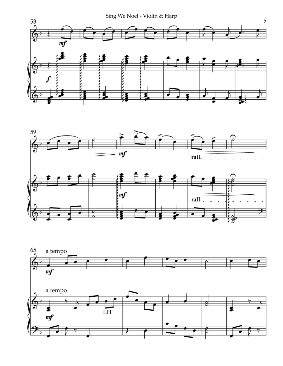 Sing We Noel, Duet for Violin & Harp String Duet scores gallery preview page 5