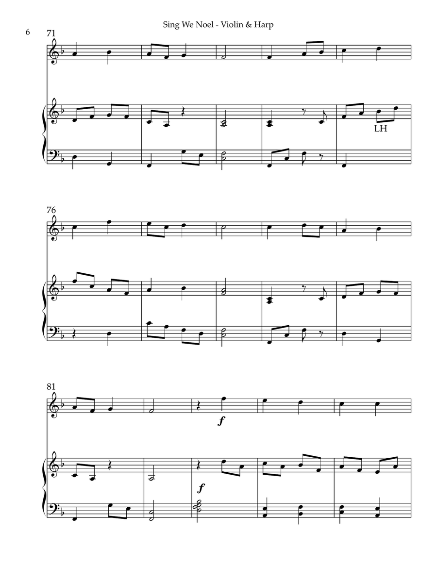 Sing We Noel, Duet for Violin & Harp String Duet scores gallery preview page 6