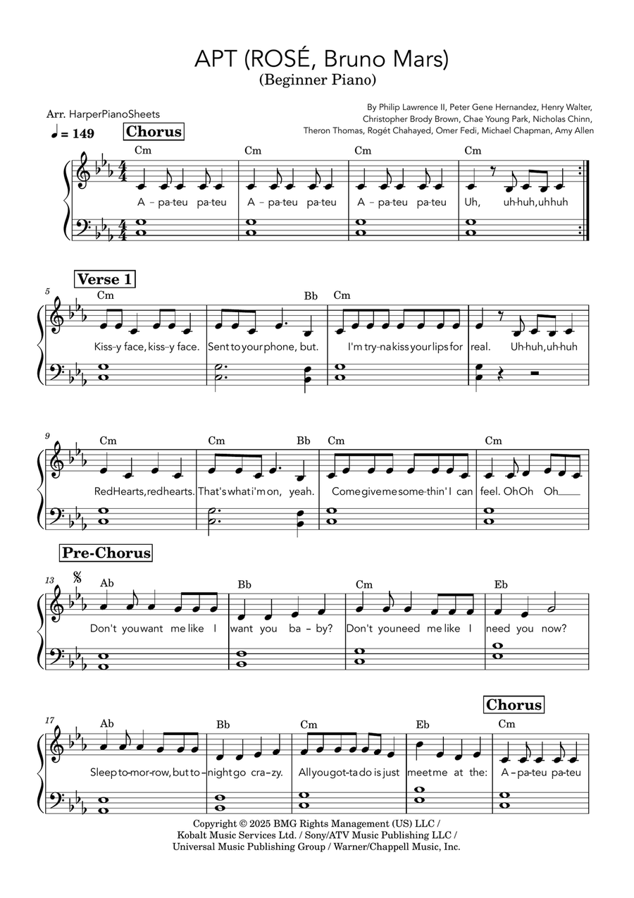 Apt. Piano, Vocal scores gallery preview page 1
