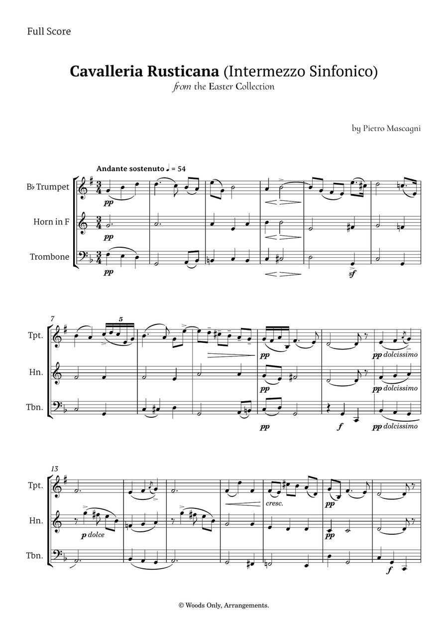Intermezzo Sinfonico by Pietro Mascagni for Brass Trio Brass Trio scores gallery preview page 1