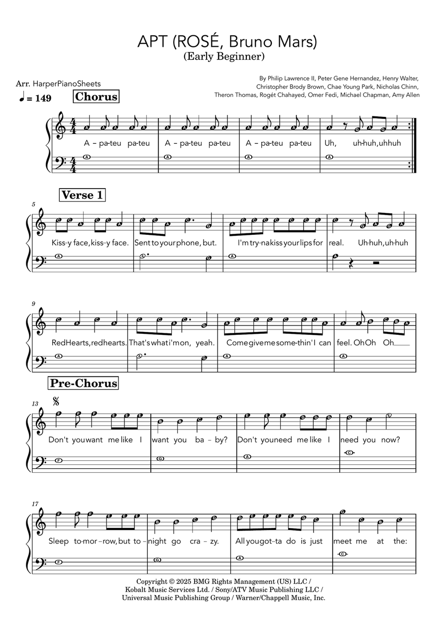 Apt. Easy Piano scores gallery preview page 1