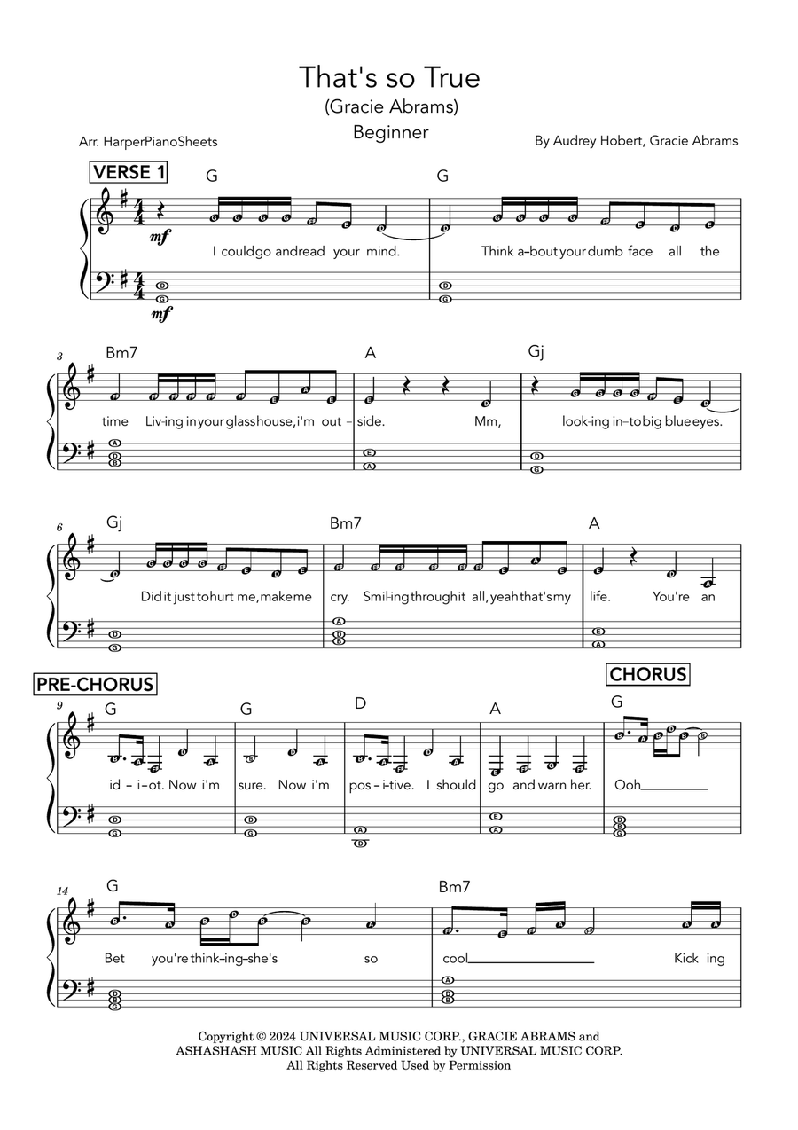 That's So True Easy Piano scores gallery preview page 1