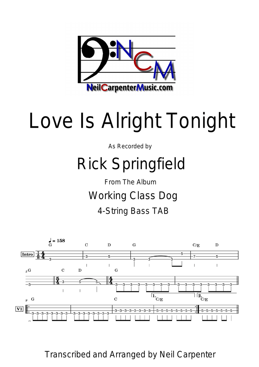 Love Is Alright Tonight Love Is Alright Tonight Acoustic Guitar scores gallery preview page 1