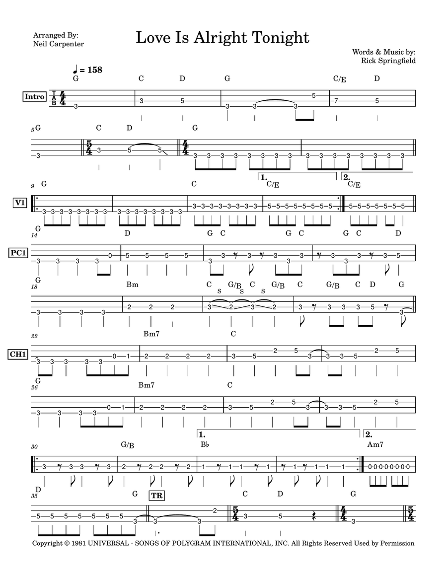 Love Is Alright Tonight Love Is Alright Tonight Acoustic Guitar scores gallery preview page 2