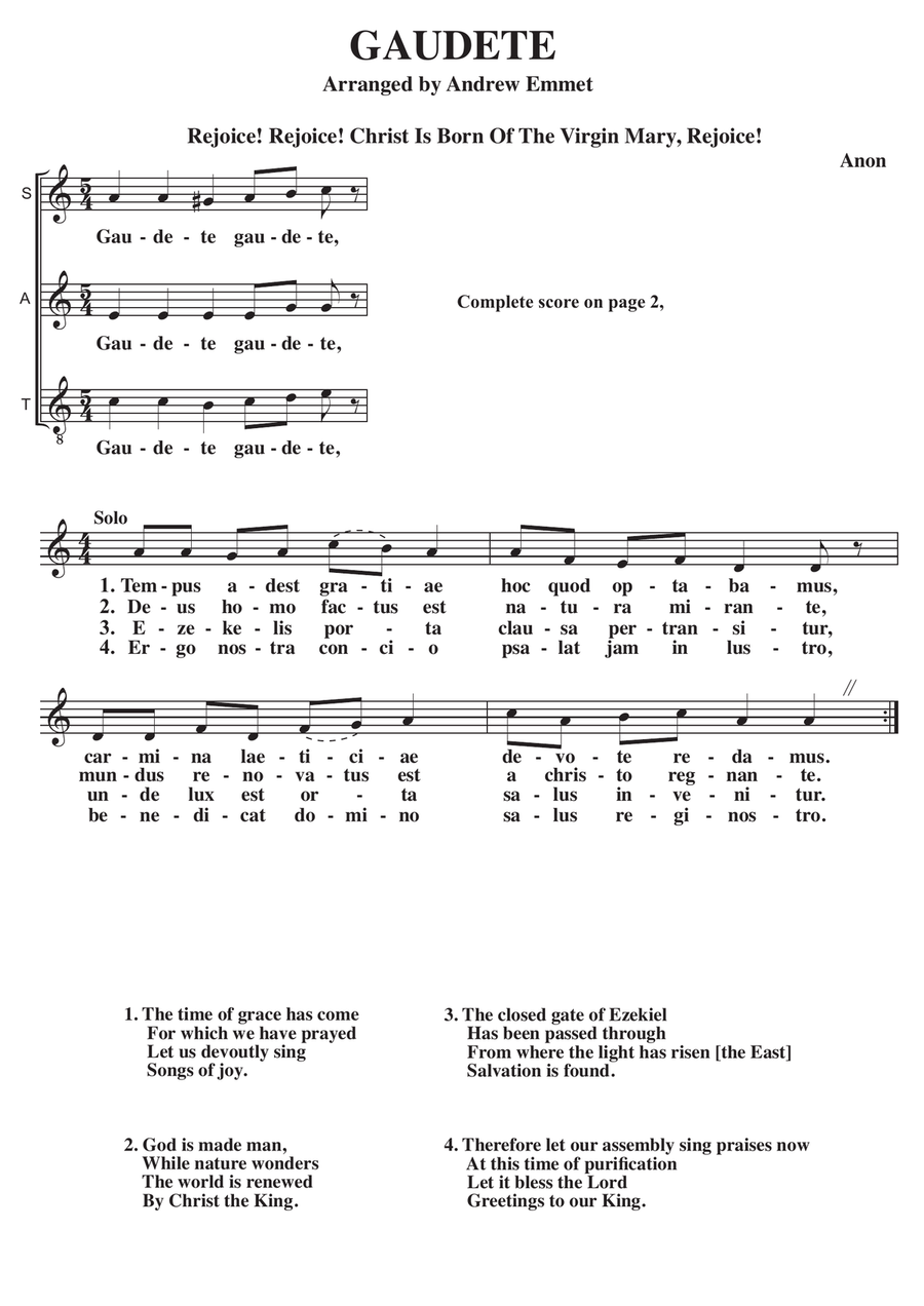 Gaudete A Cappella SAT Gaudete A Cappella SAT SAT scores gallery preview page 1