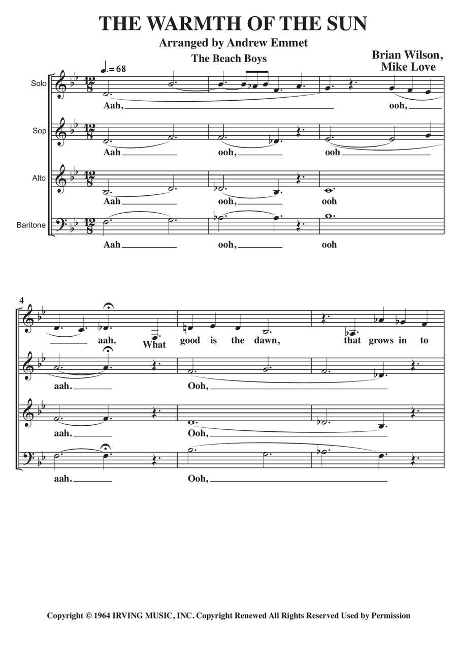 The Warmth Of The Sun The Warmth Of The Sun 3-Part scores gallery preview page 1