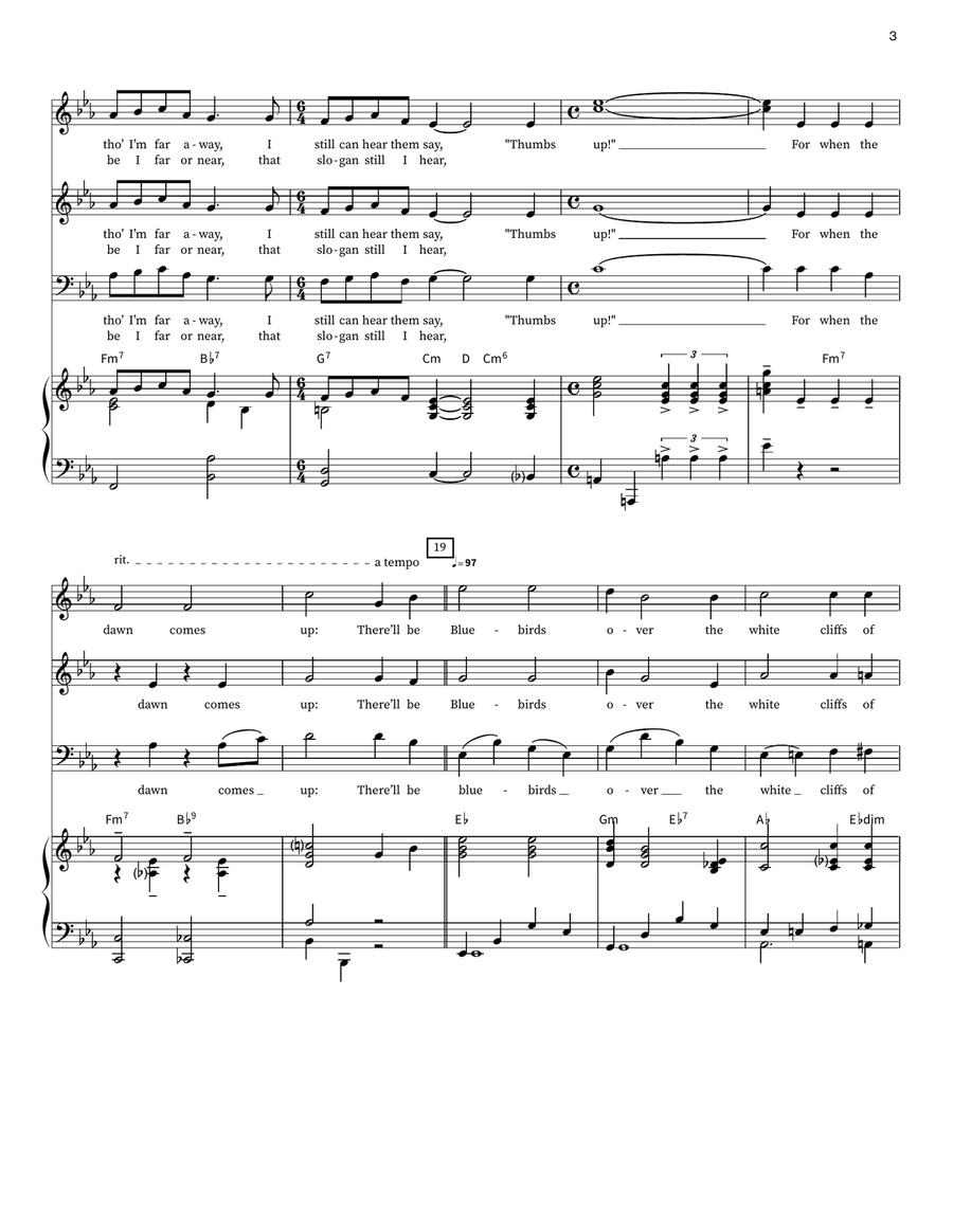 (There'll Be Bluebirds Over) The White Cliffs Of Dover 3-Part scores gallery preview page 3