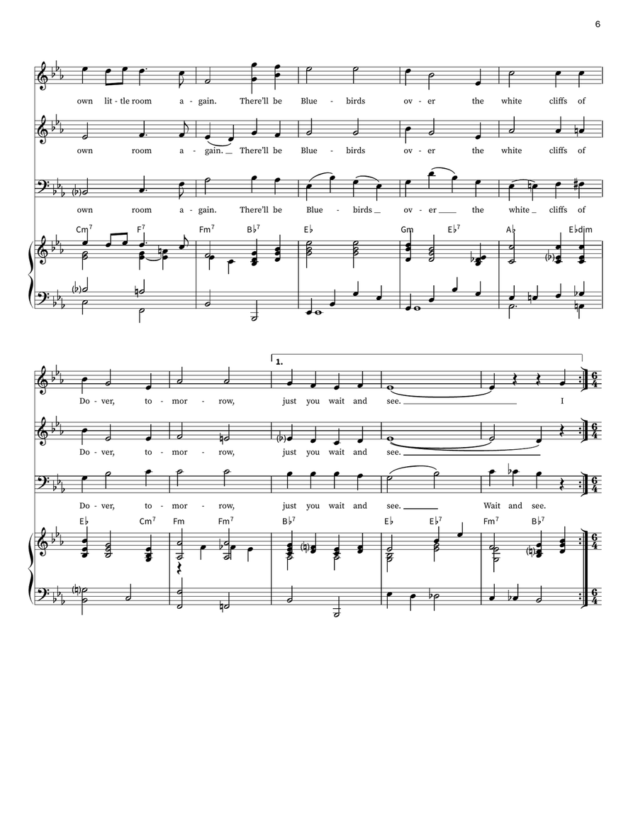 (There'll Be Bluebirds Over) The White Cliffs Of Dover 3-Part scores gallery preview page 6