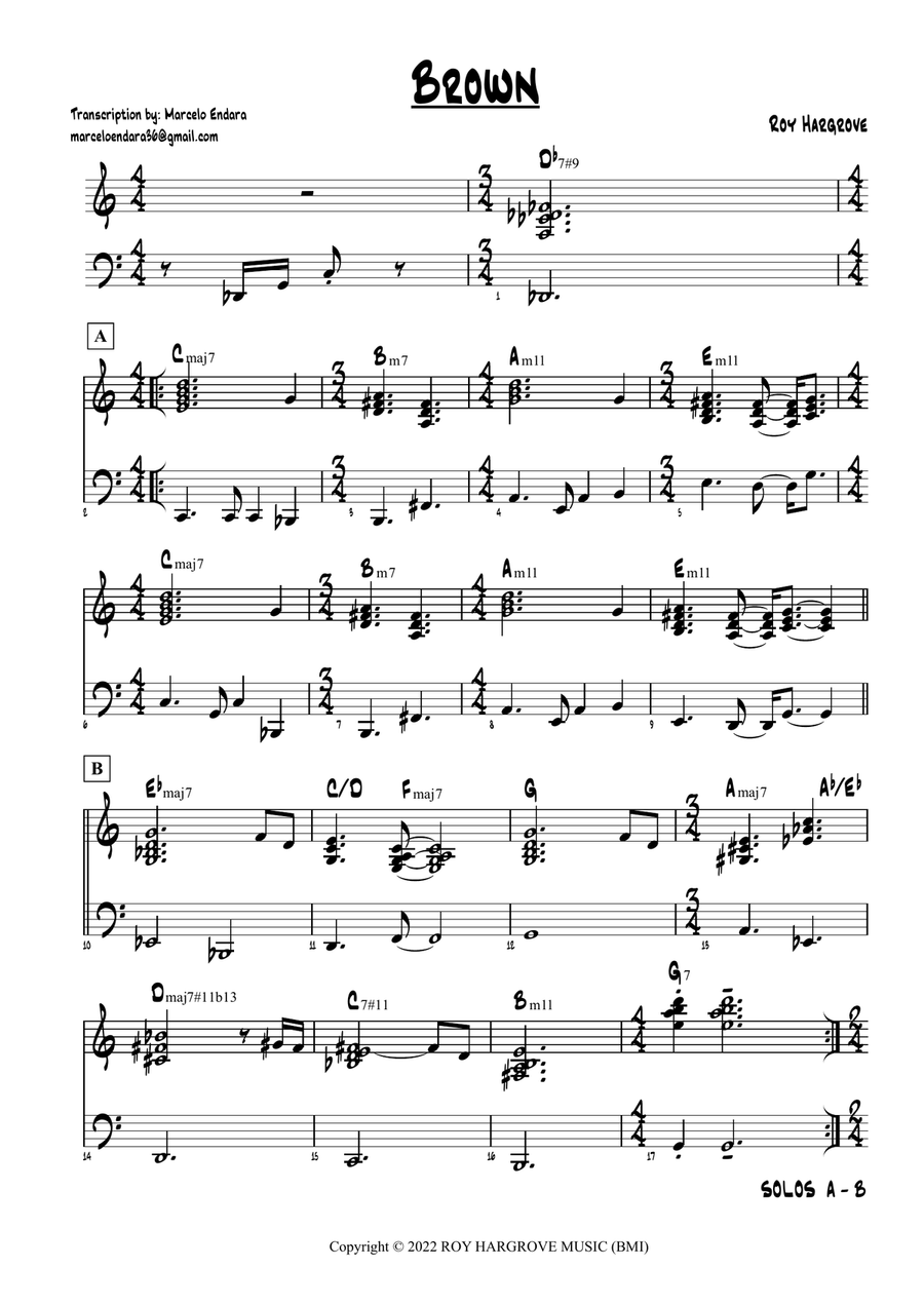 Brown Brown Piano, Vocal scores gallery preview page 1