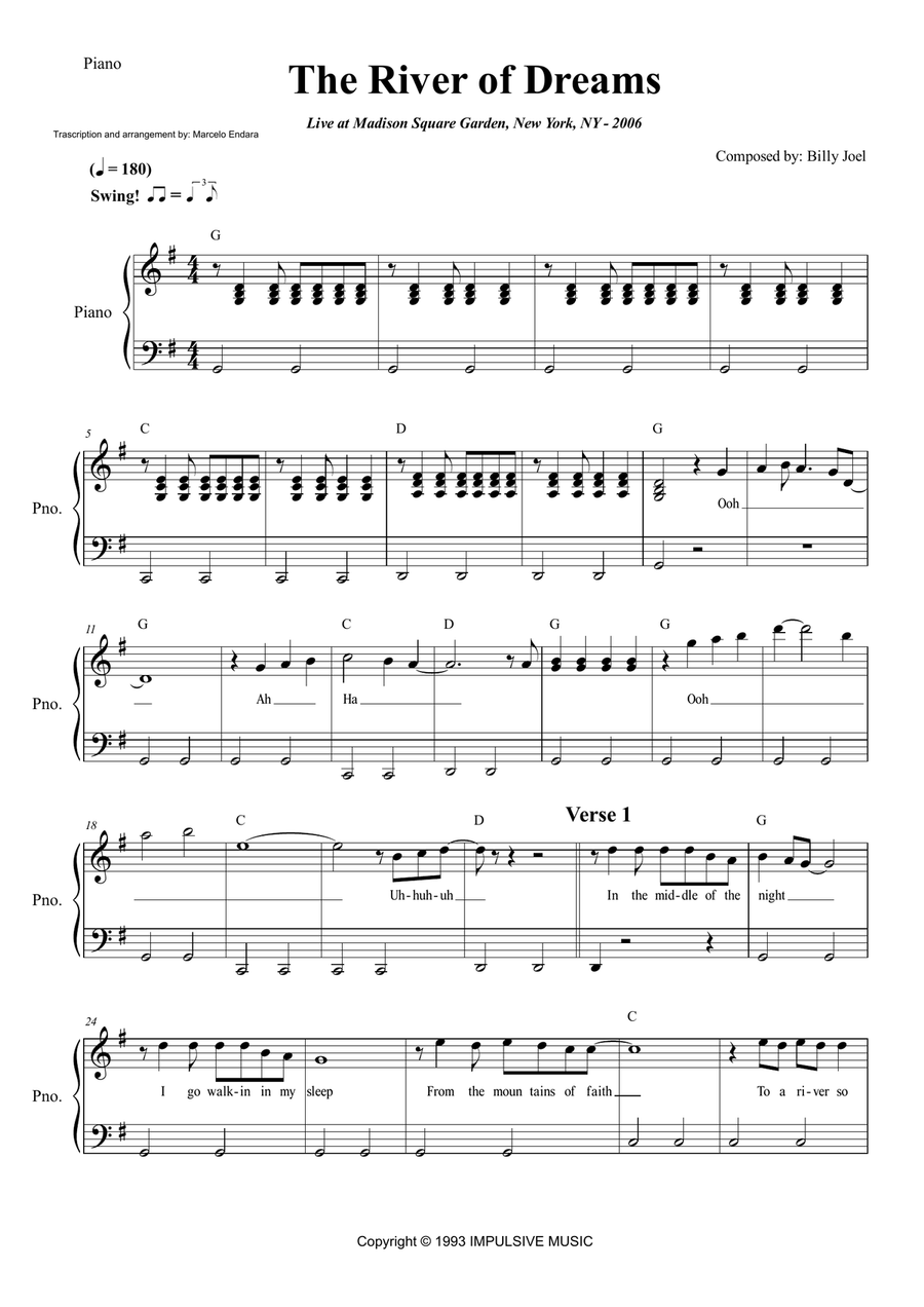The River Of Dreams The River Of Dreams Piano, Vocal scores gallery preview page 1